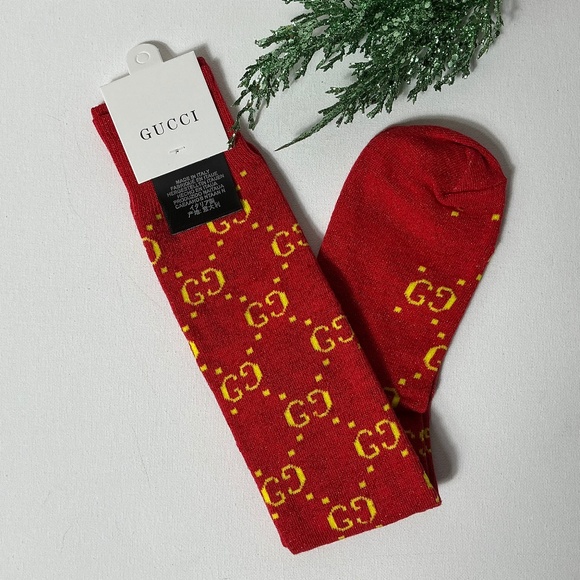 Gucci Red Sparkle Knee Socks L - Picture 1 of 2
